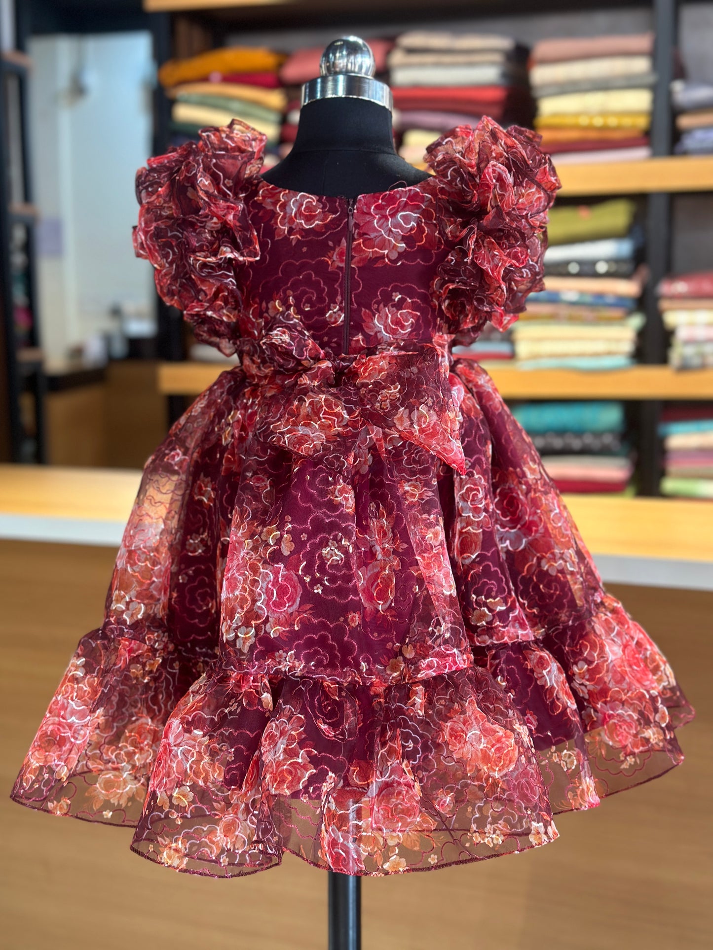 Floral organza kids frock