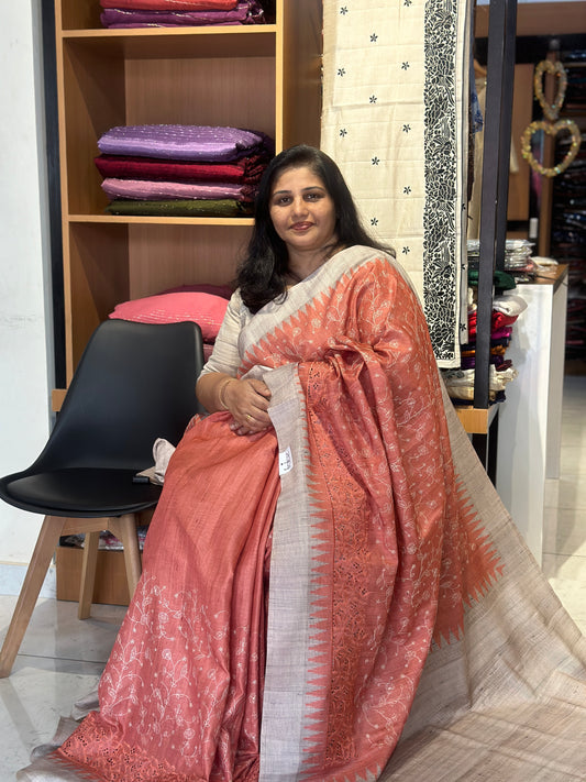 Tussur finished saree collections