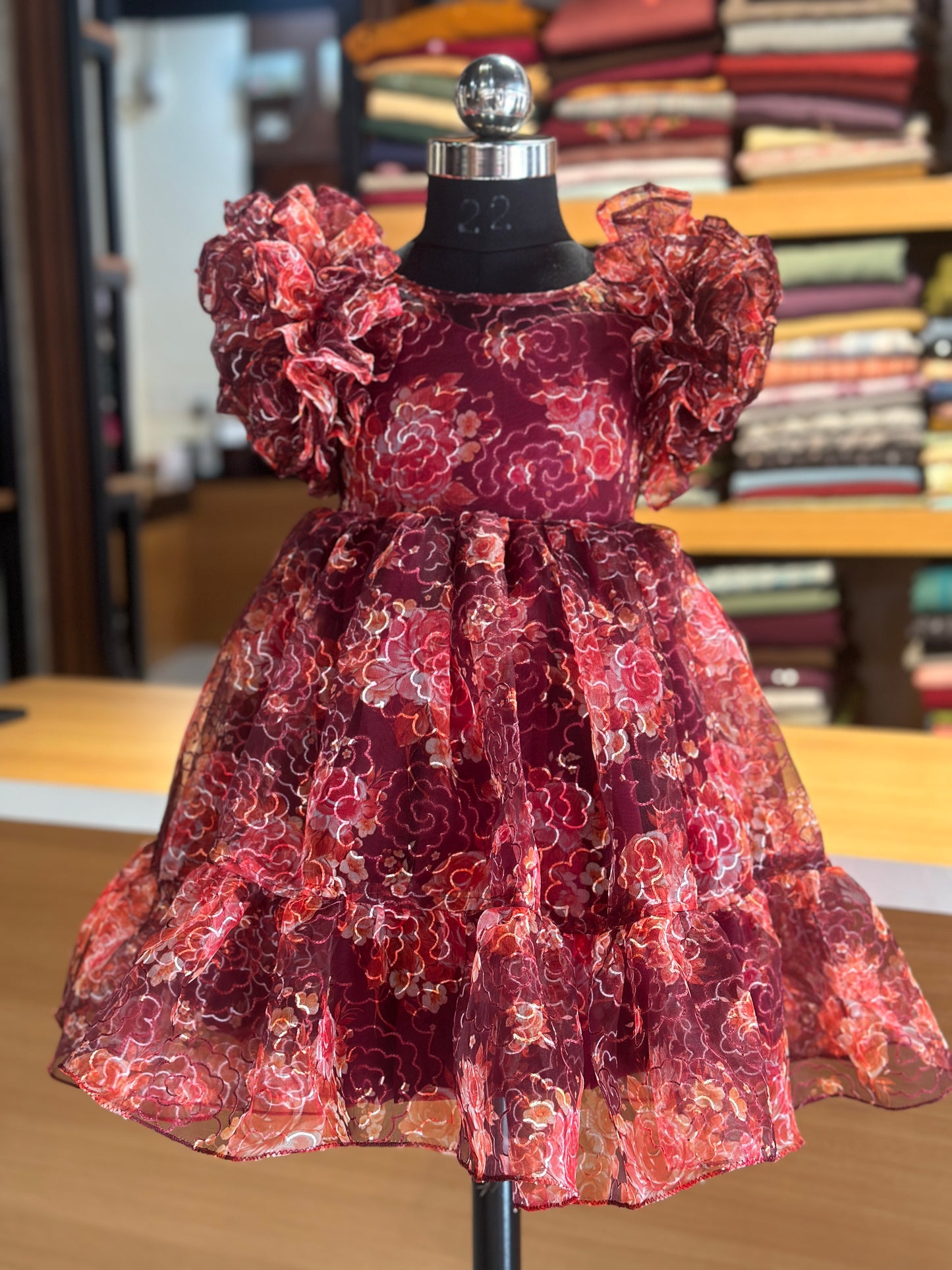 Floral organza kids frock