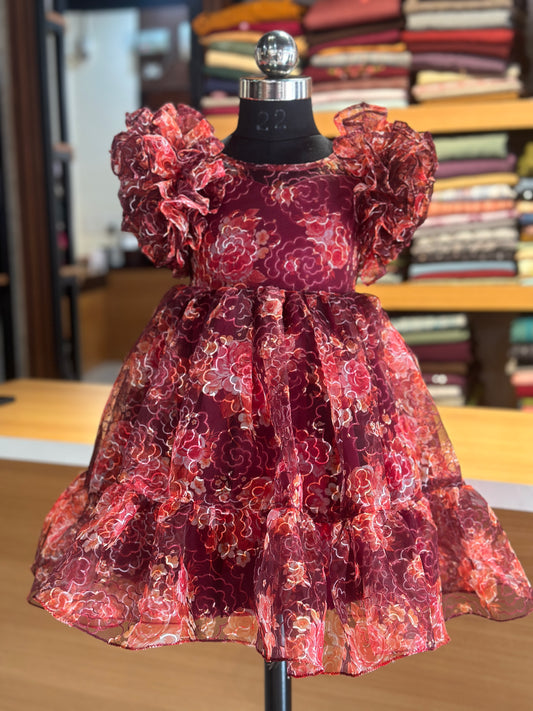 Floral organza kids frock