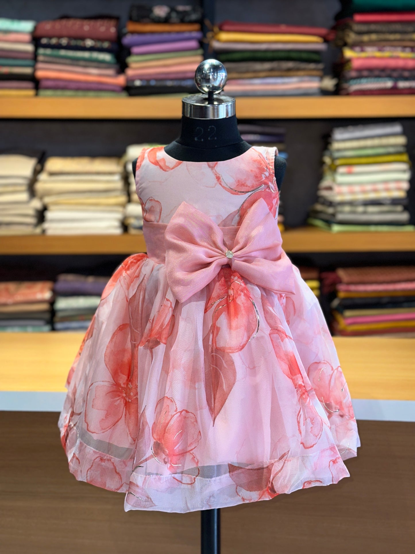 Floral organza kids frock