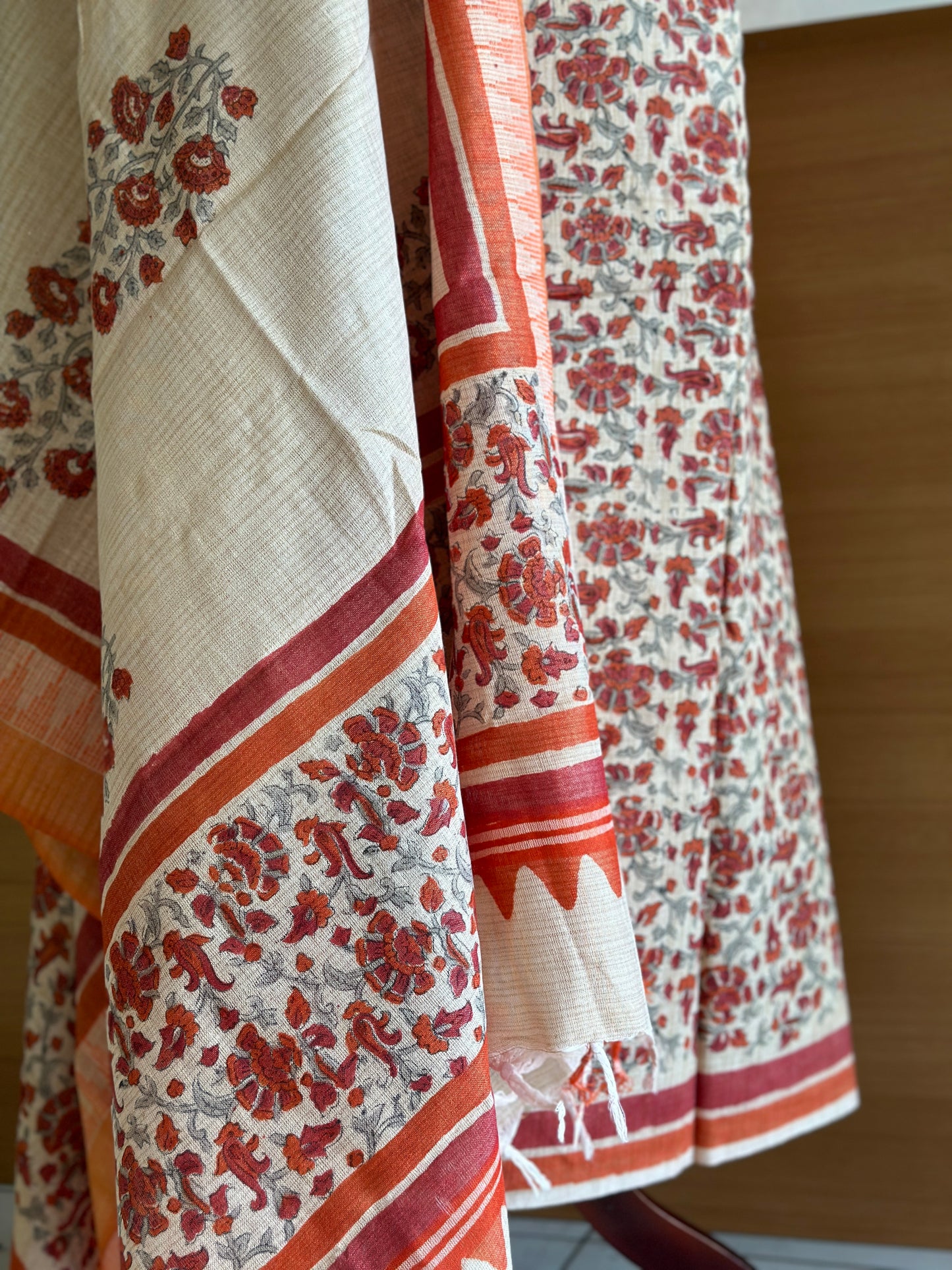 Colour khadi with printed bottom