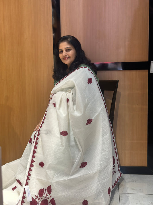 Applique worked Cotta saree