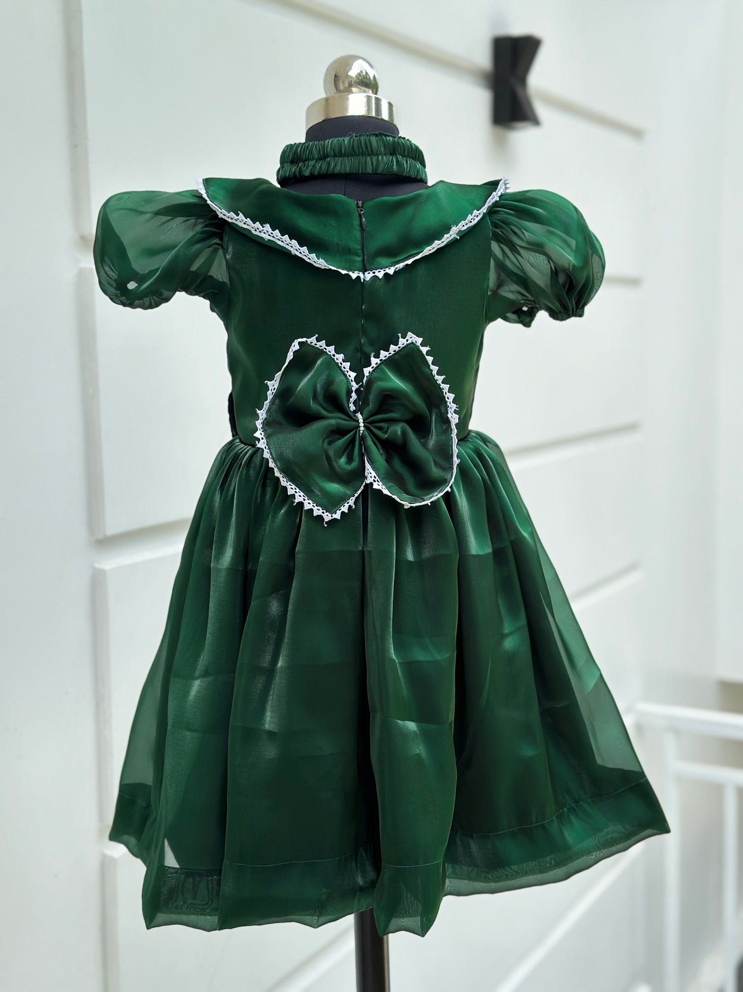 Fabz Designer Green Christmas Frock with bow