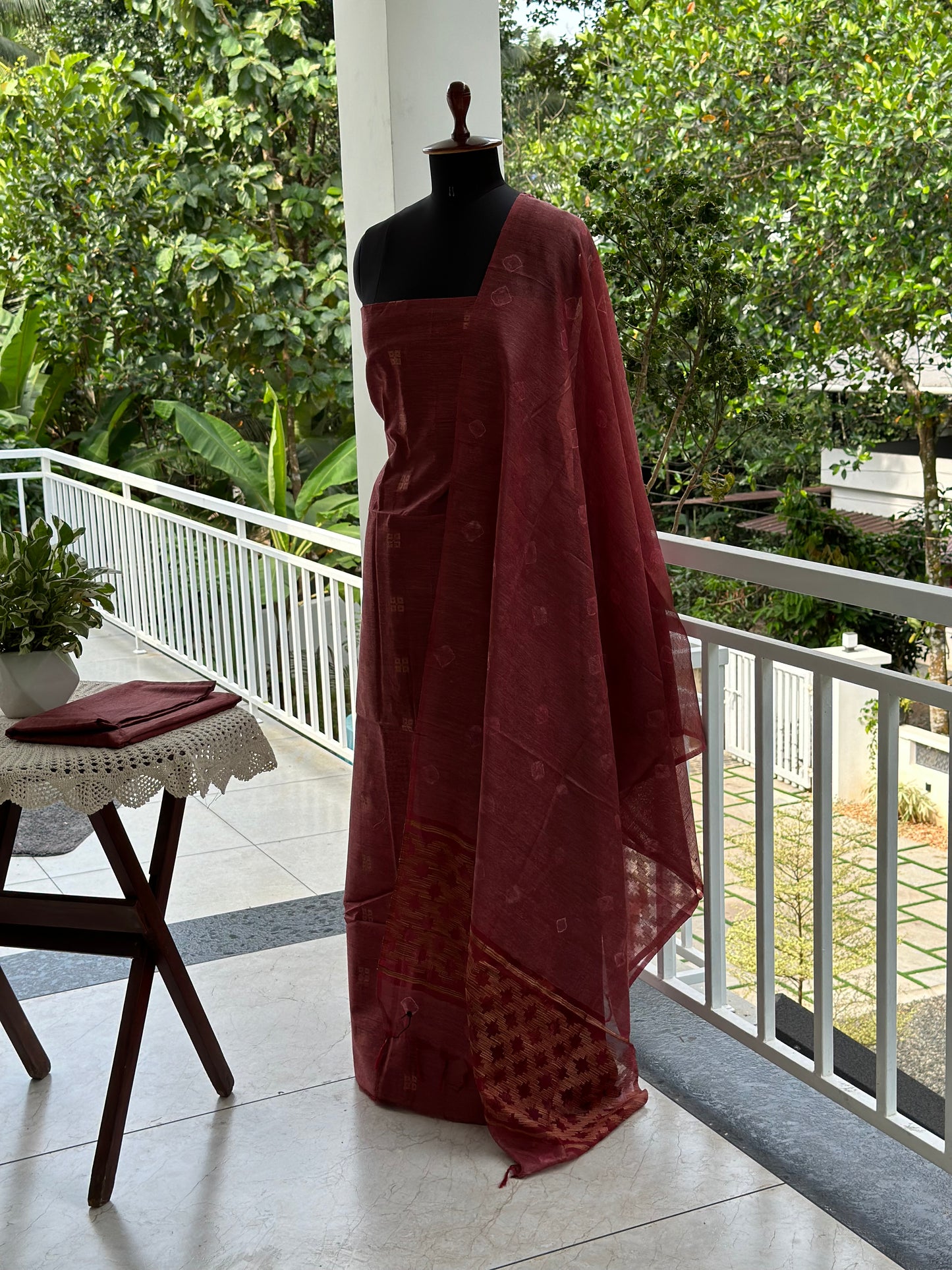 Semi Tussar Silk Jacquard Weaving Unstitched Salwar