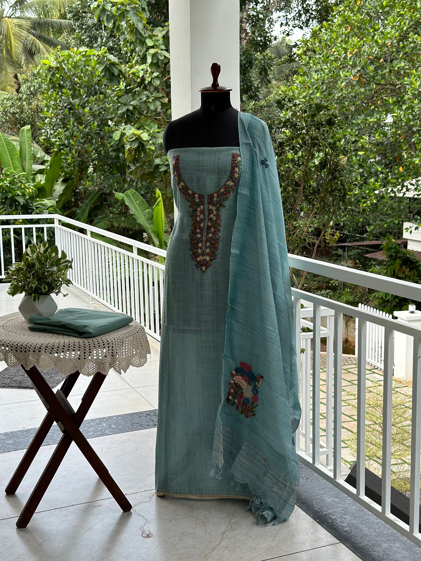 Semi Linen Unstiched Salwar Set