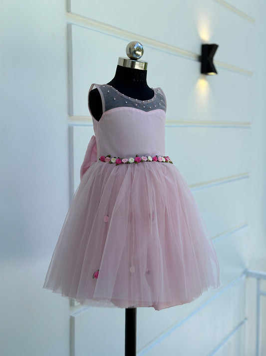 Pink Tulle Net Girls Frock