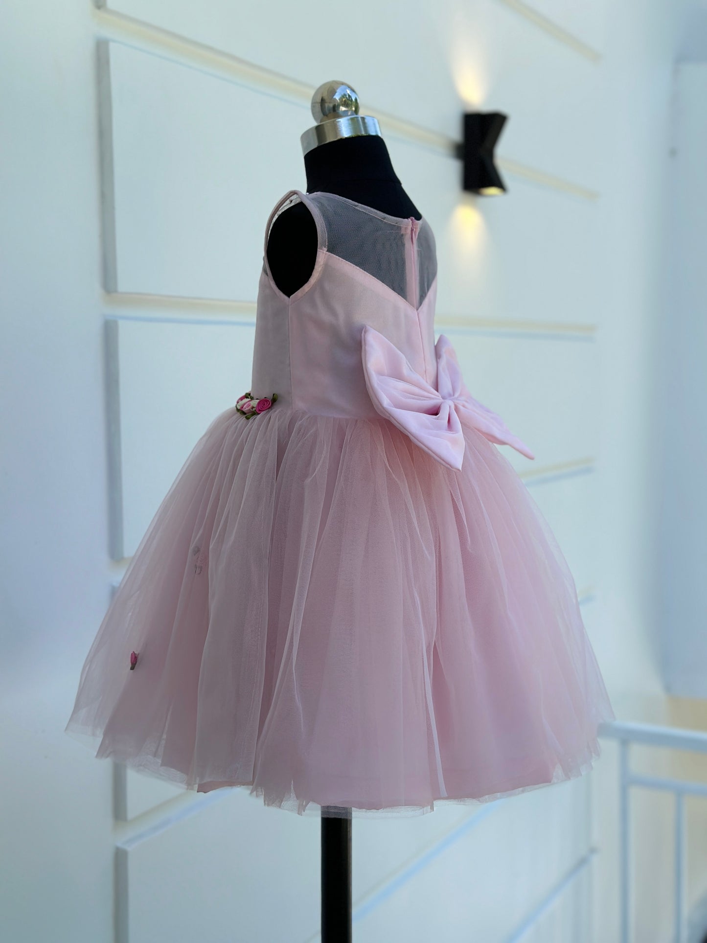 Pink Tulle Net Girls Frock