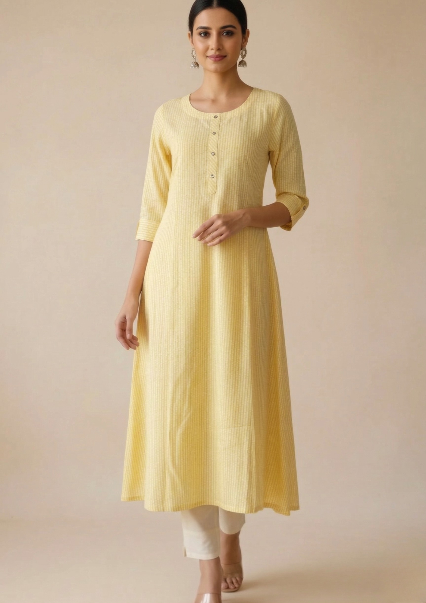 Schlichtes A-Linien Kleid aus Baumwolle in Gelb | Fabz Boutique