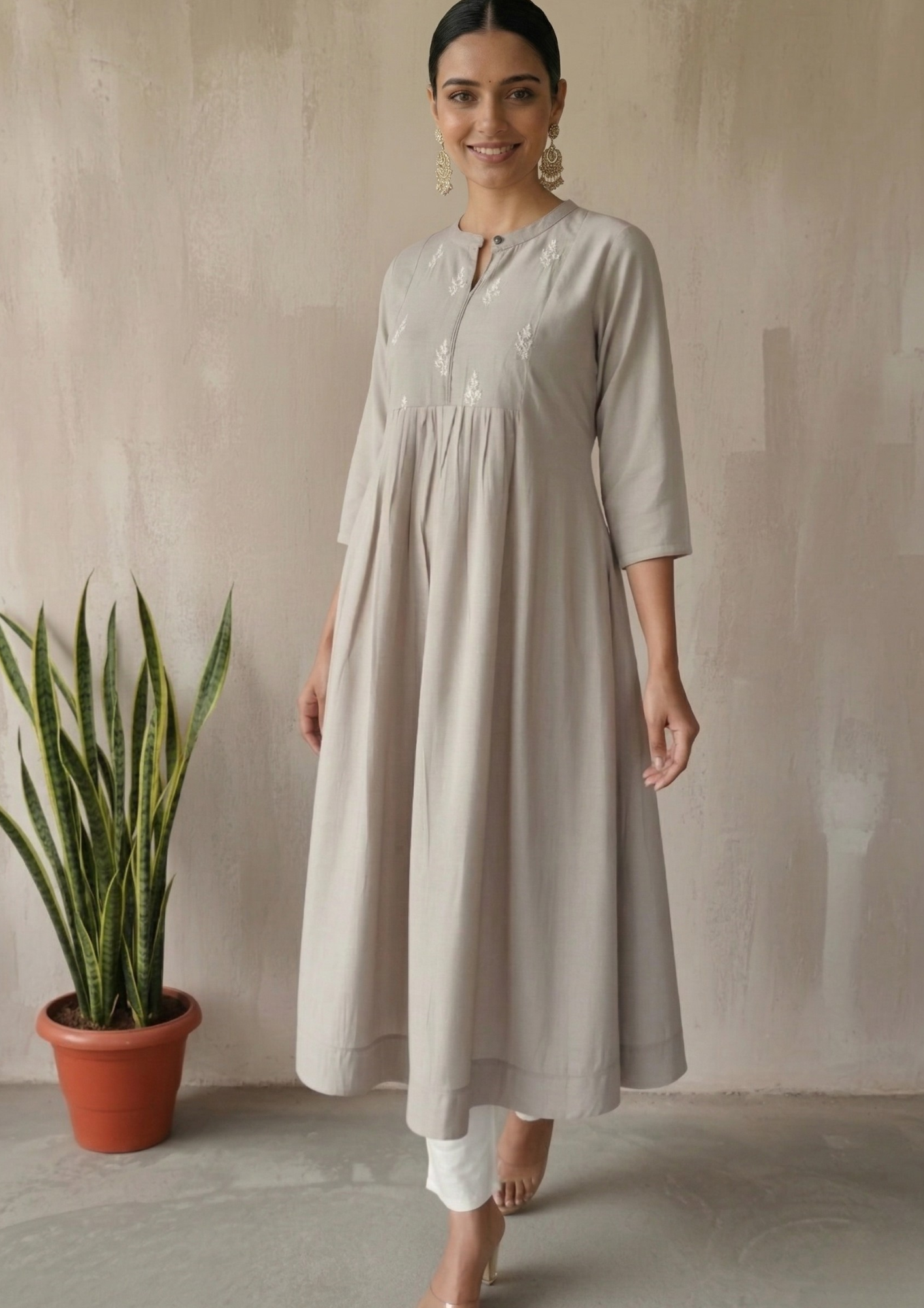A-Linien Kleid aus Baumwolle mit Knopfleiste | Fabz Boutique