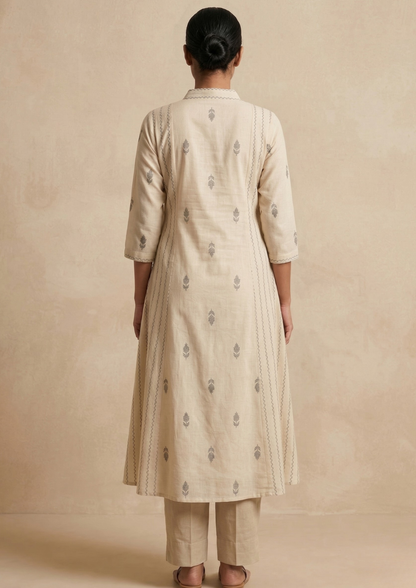A-Linien Kleid aus Baumwolle mit Stickerei in Dunkelrot | Fabz Boutique