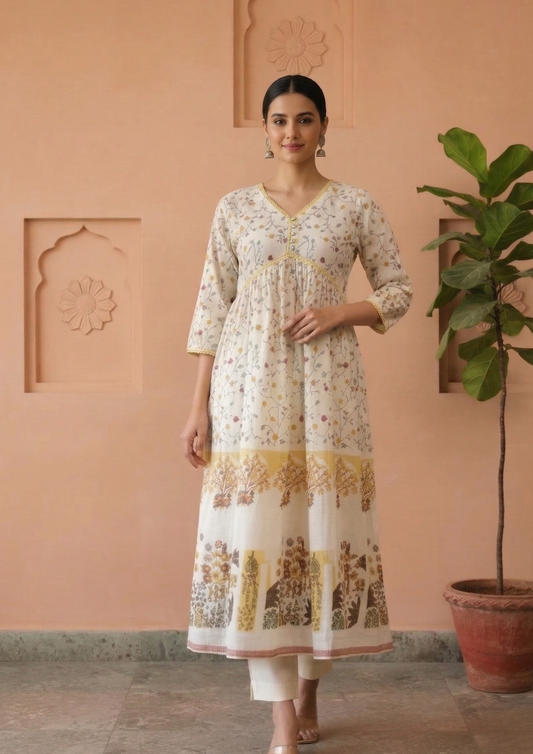 A-Linien Kleid aus Baumwolle mit Muster | Fabz Boutique