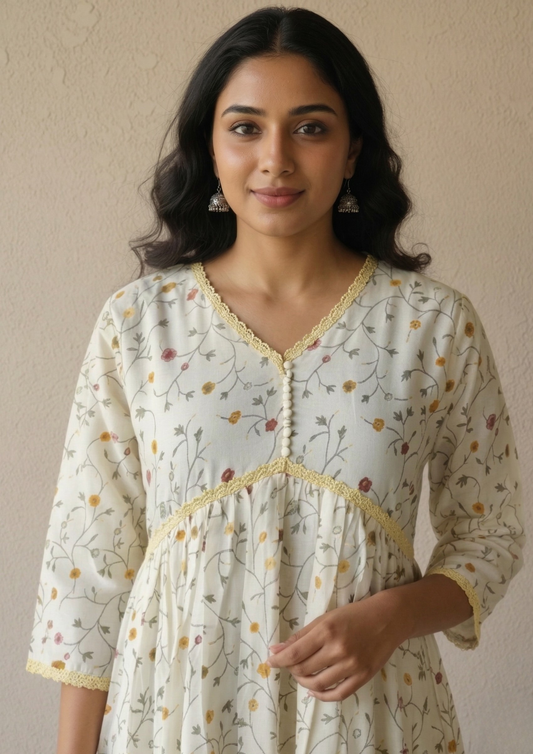 A-Linien Kleid aus Baumwolle mit Muster | Fabz Boutique