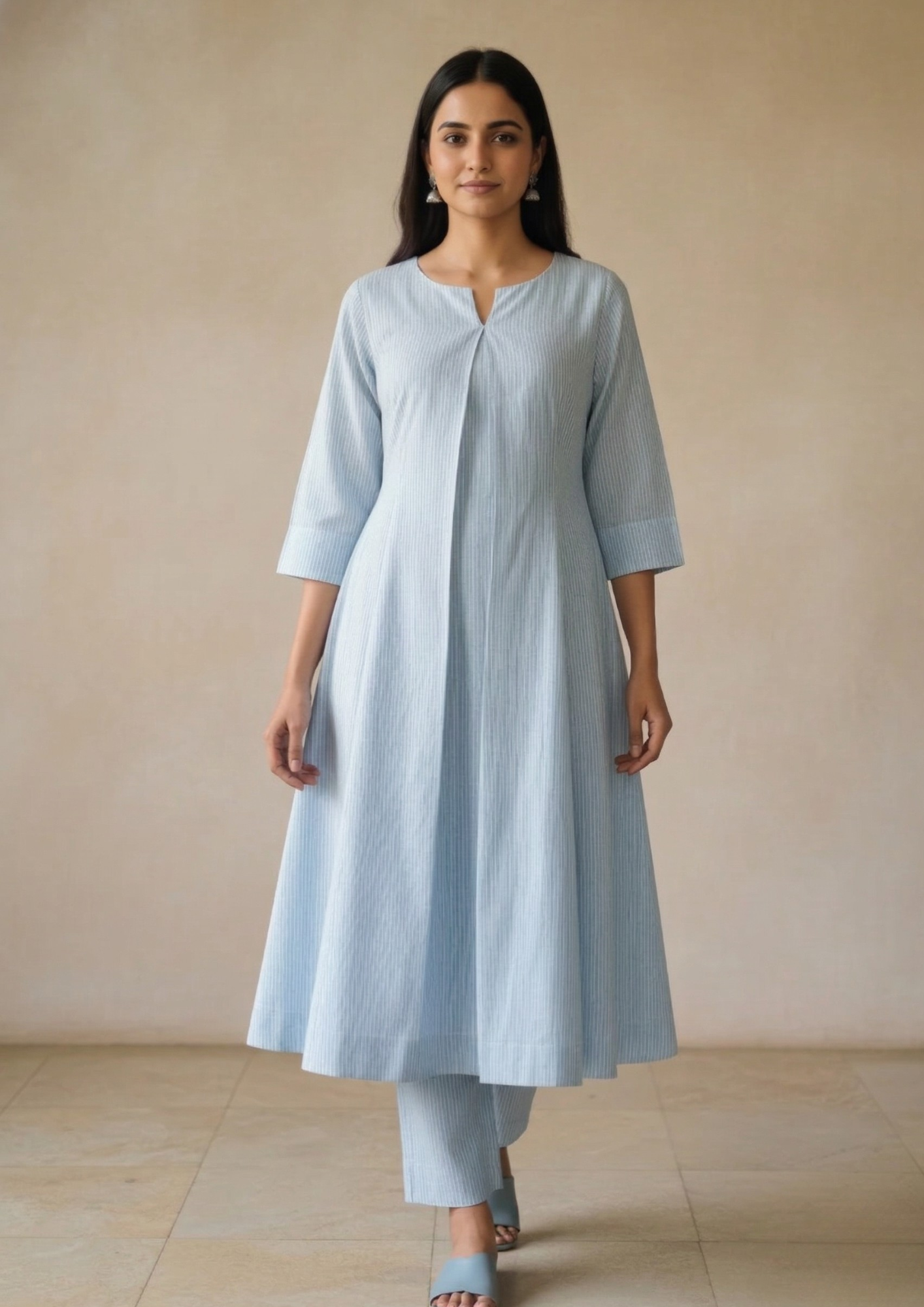 A-Linien Kleid aus Baumwolle mit Streifen | Fabz Boutique