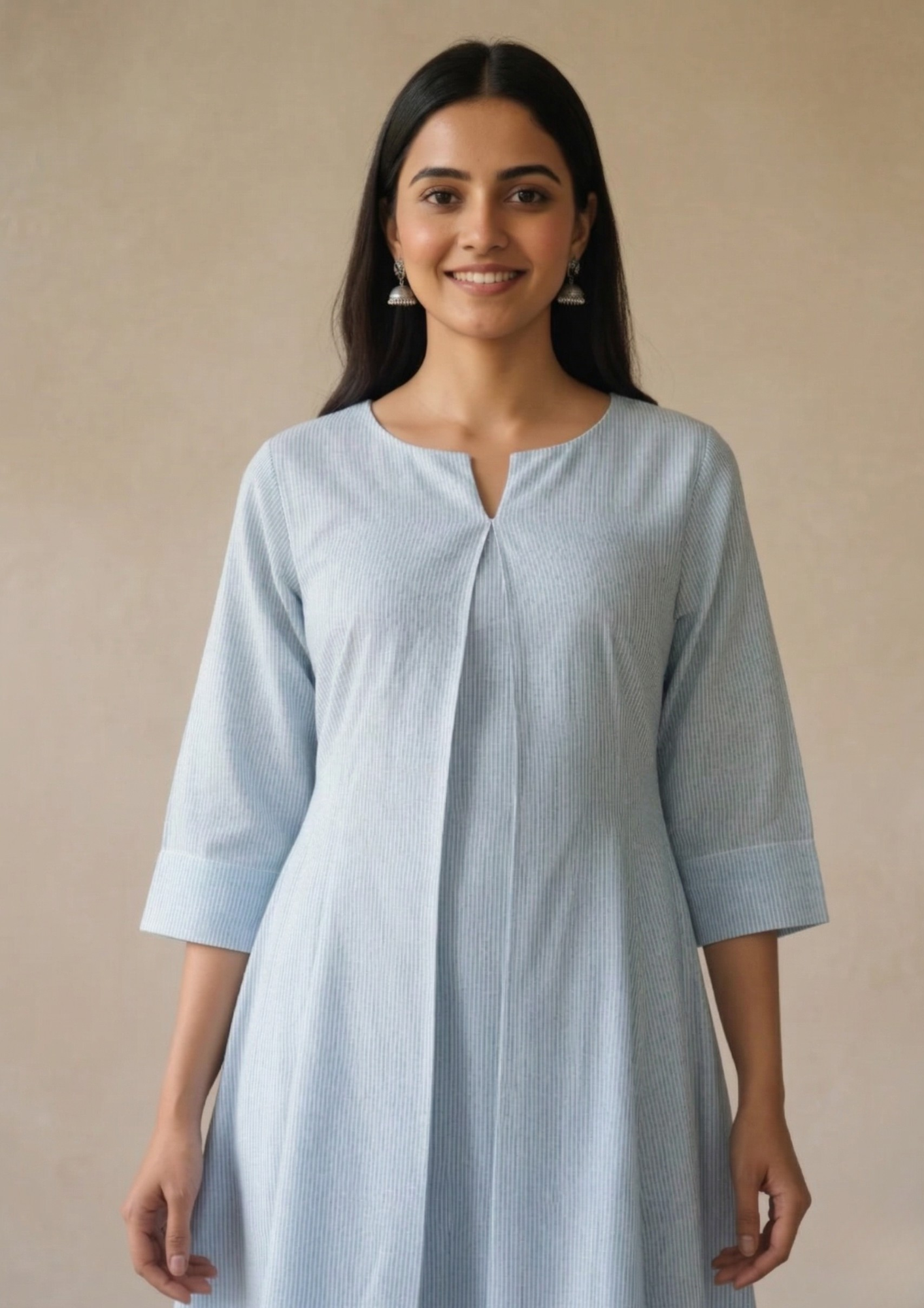 A-Linien Kleid aus Baumwolle mit Streifen | Fabz Boutique