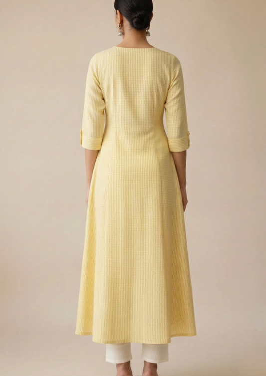 Schlichtes A-Linien Kleid aus Baumwolle in Gelb | Fabz Boutique