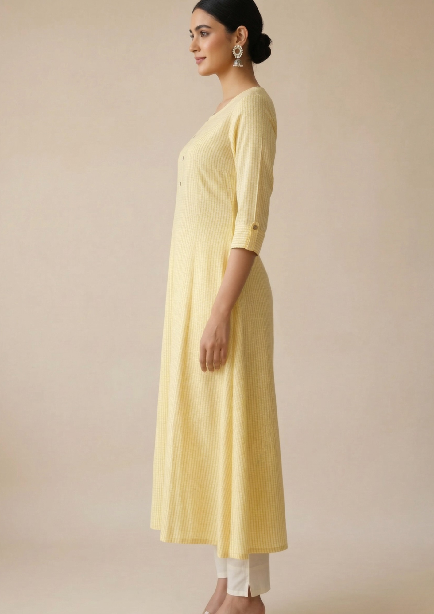 Schlichtes A-Linien Kleid aus Baumwolle in Gelb | Fabz Boutique