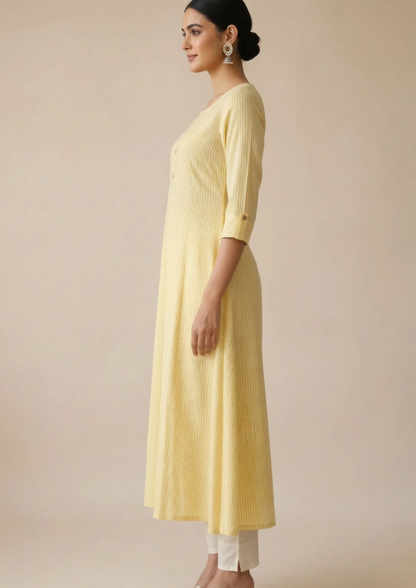 Schlichtes A-Linien Kleid aus Baumwolle in Gelb | Fabz Boutique